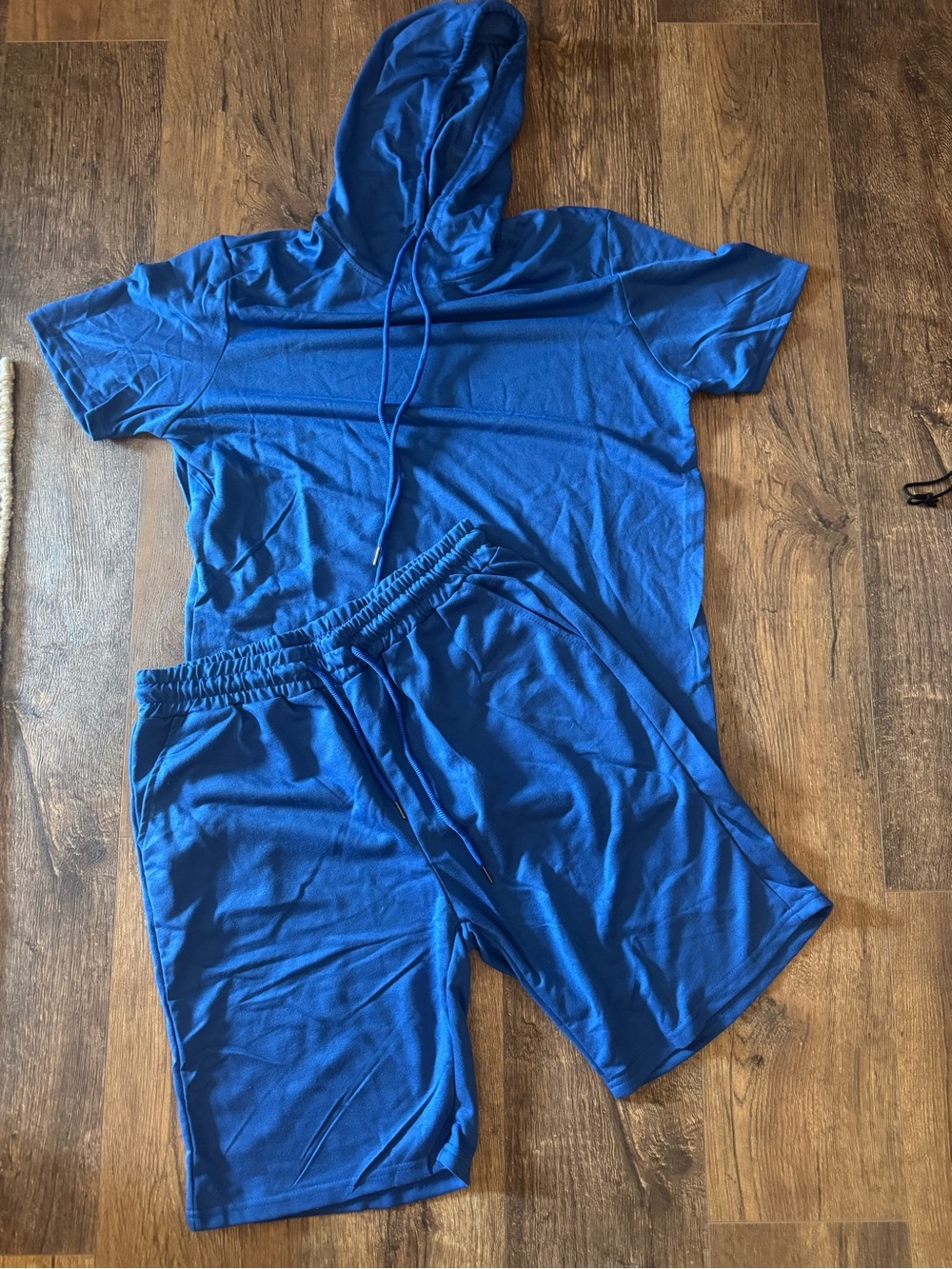 SHEIN Men's Short Sleeve Hoodie & Shorts Set in Royal Blue